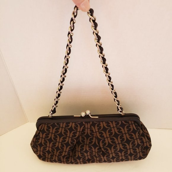 Fossil Initial Handbag with Kiss Lock and Leather Chain Strap - Picture 1 of 11